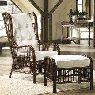 PANAMA JACK SUNROOM Upholstered Wingback Chair with Ottoman