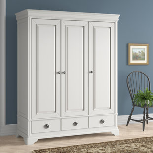 LARK MANOR Aaden 3 Door Solid + Manufactured Wood Wardrobe