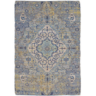 LANGLEY STREET® Fason Handmade Hand-Knotted Blue/Gray Rug