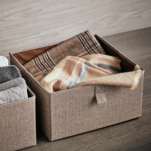 CALIFORNIA CLOSETS® Grove Fabric Bin Set Brown Herringbone (Set of 6)