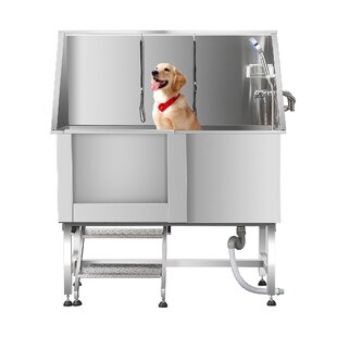 LEDEL 50" Professional Stainless Steel Pet Grooming Tub Dog Bathtub