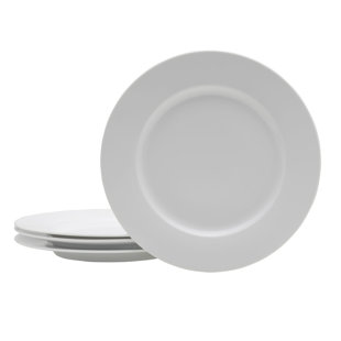 FITZ AND FLOYD Everyday White Classic Rim Porcelain 10.75-Inch Dinner Plate (Set of 4)