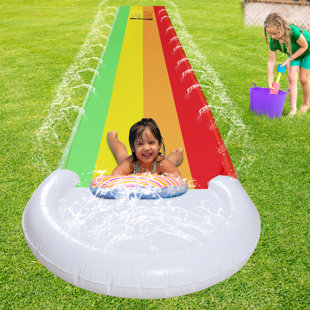 Ansauct Slip And Slide, Upgraded High-quality Rainbow Water Slides For Kids Backyard 14ft Single Slip And Slide For Kids Long Lawn Kids Water Slide Outside Water Toys Apply To Backyard For Family