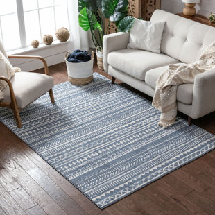 WELL WOVEN Machine Woven Blue Area Rug