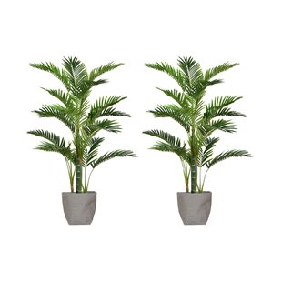 VINTAGE HOME Artificial Faux Vintage Real Touch 48" Life-like Palm Tree With Eco Planter