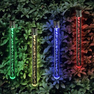 Exhart Solar Acrylic Bubble Stick LED Light, 10 Inch (Set of 4)