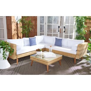 GEORGE OLIVER Chicago Outdoor 4 Piece Sectional Seating Group with Cushions