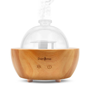 DAROMA 2025 Upgraded Remote Handmade Glass & Real Wood Essential Oil Diffuser, Aromatherapy Diffuser, 200ml Aroma Humidifier, Cool Mist with 7 LED Colors, Waterless Auto Shut-Off for Home Office Bedroom Gift
