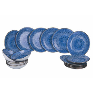 VILLA D'ESTE HOME Baku 18 Piece Ceramic Dinnerware Set - Service for 6