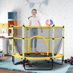 DYD 60'' Foldable Hexagon Kid / Toddler Trampoline Indoor with Handlebar