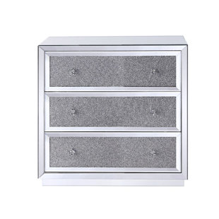 DIRECT MARKETPLACE Rekha Glass Floor Shelf 3 - Drawer End Table with Storage