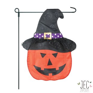 JEC HOME GOODS Double Sided 18'' H x 12.5'' W Polyester Halloween Garden Flag