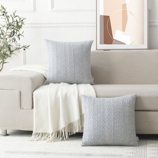 NORDECO HOME Farmhouse Knitted Modern Embossed Patterned Pillow Cover (Set of 2)