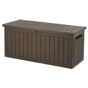 National Outdoor Living Bergen 75.28 Gallon Water Resistant Plastic Lockable Deck Box with Wheels in Brown