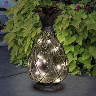 Exhart Solar Pineapple Lantern with Fifteen LED Firefly String Lights