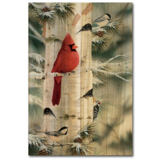 WGI-GALLERY Feathered Friends 1 On Wood by Mark Daehlin Print
