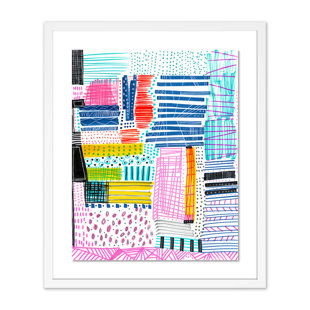 FOUR HANDS ART STUDIO 'Stacks of Patterns' by Melanie Biehle - Floater Framed Painting Print on Paper
