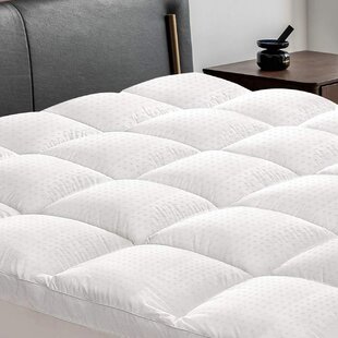 ALWYN HOME Quilted Fitted Mattress Pad Cotton Top 8-21" Deep Pocket, Overfilled Down Alternative Filling