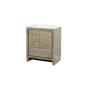 LEXORA Lafarre Lafarre 30 in W x 20 in D Rustic Acacia Bath Vanity and White Quartz Top
