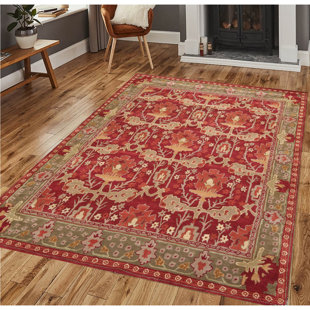 ORIENTAL RUG OF HOUSTON Handmade Tufted Wool Red/Green Area Rug