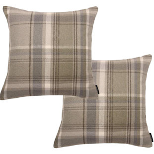 MCALISTERTEXTILES Plaid Wool Indoor/Outdoor Reversible Pillow Cover