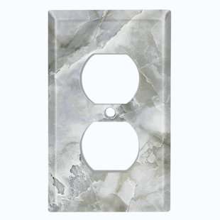 WORLDACC Marble Gray Print 3 Patterned 1 - Gang Duplex Outlet Standard Wall Plate
