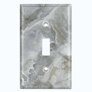 WORLDACC Marble Gray Print 3 Patterned 1 - Gang Toggle Light Switch Standard Wall Plate