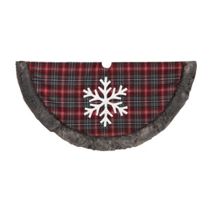 GERSON INTERNATIONAL 50 In. Holiday Snowflake Tree Skirt With Faux Fur Trim