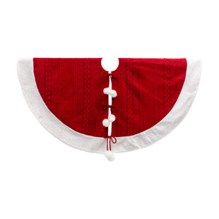 GERSON INTERNATIONAL 48 In. Red Acrylic Pom Pom Holiday Tree Skirt