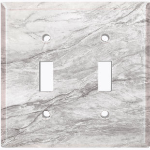 WORLDACC Marble Gray Print 5 Patterned 2 - Gang Toggle Light Switch Standard Wall Plate