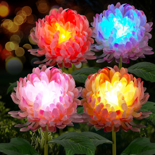 BUCASA 28'' Multi Color Low Voltage Solar Powered Integrated LED Pathway Light Pack (Set of 4)