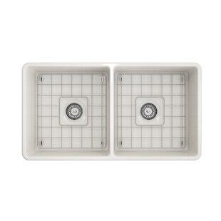 BOCCHI 33'' L Farmhouse / Apron Double Bowl Fireclay Kitchen Sink