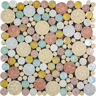 TILE CLUB 12" X 12" Mixed Color Bubble Mosaic Tile