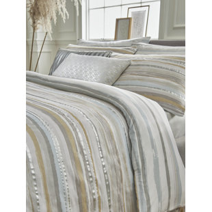 SAMANTHA FAIERS HOME Serena Cotton Striped Duvet Cover Set with Pillowcases