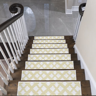 SUSSEXENTERPRISELLC Floral Design Non -Slip Indoor 9" x 28" Stair Tread - %70 Cotton (Set of 4)