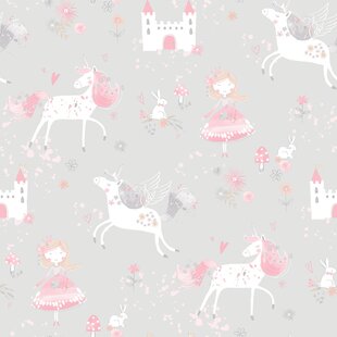 GALERIE WALLCOVERINGS Just 4 Kids 2 Unicorn Fairytale Design 33' L x 21" W Wallpaper Roll