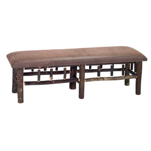 FIRESIDE LODGE Hickory Upholstered Bench