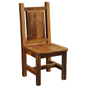 FIRESIDE LODGE Barnwood Solid Wood Solid Back Side Chair