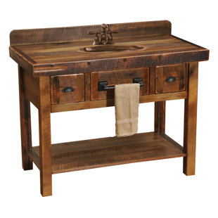 FIRESIDE LODGE 45'' Free Standing Single Bathroom Vanity with Solid + Manufactured Wood Top