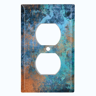 WORLDACC Metal Crosshatch Light Switch Plate Outlet Cover (Metal Patina 4 Print - Single Duplex)
