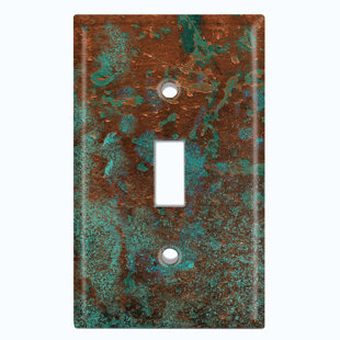 WORLDACC Metal Crosshatch Light Switch Plate Outlet Cover (Metal Patina 8 Print - Single Toggle)
