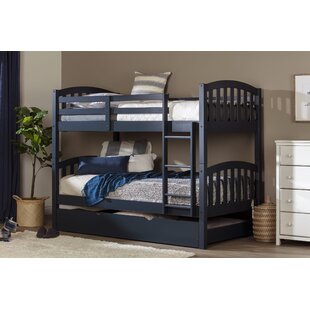 SOUTH SHORE Asten Kids Twin Over Twin Bunk Bed with Trundle with Drawers