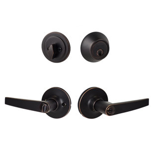 SURE-LOC HARDWARE Complete Cedar Entry Lever Set with Single Cylinder Deadbolt