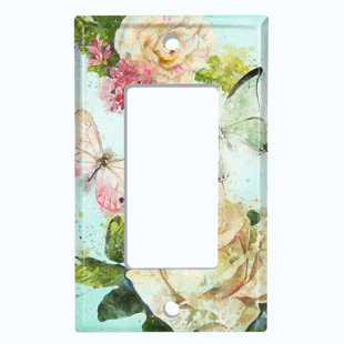 WORLDACC Flower White Rose Teal 1-Gang Rocker Wall Plate