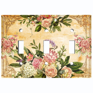 WORLDACC Patterned 3 - Gang Toggle Light Switch Standard Wall Plate