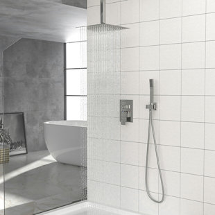 KISRAIS Ceiling Mounted Complete Shower System with Rough-in Valve with 12 Inches Rain Shower Head