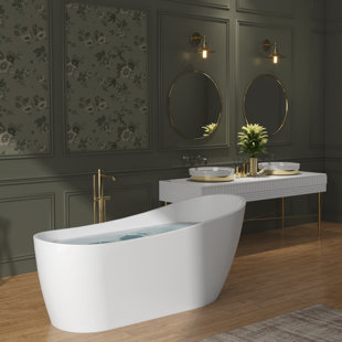 AKDY 54" x 28" Freestanding Soaking Fiberglass Bathtub