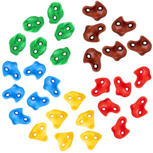 Climbing Rocks Goodwish Plastic Red, Yellow, Blue, Green, Brown Climbing Rocks with Mounting Hangers
