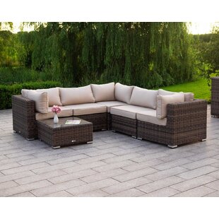 SUSIE'S GARDEN 6 Piece Rattan Sofa Sectional Seating Group with Cushions