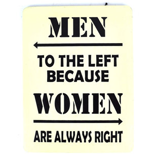 WORLD BAZZAR Hand Carved Wooden Men to the Left Because Woman are Always Right Bathroom Restaurant Store Hotel Sign